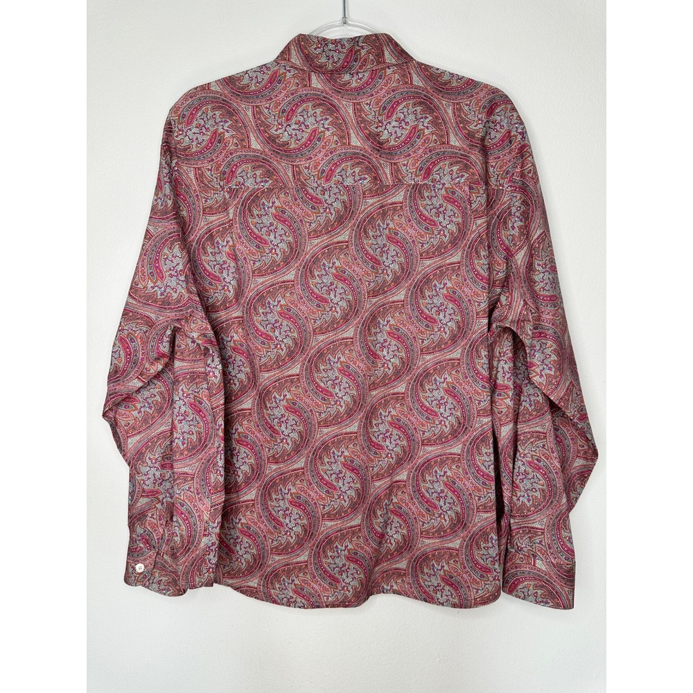 Liberty of London Cotton Button Down Shirt Size 14 Pink Paisley Long Sleeve - Picture 2 of 7